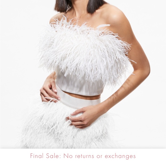 BRAND NEW NEVER WORN ALICE AND OLIVIA FEATHER TOP WITH TAGS. Size 6. - Picture 2 of 6